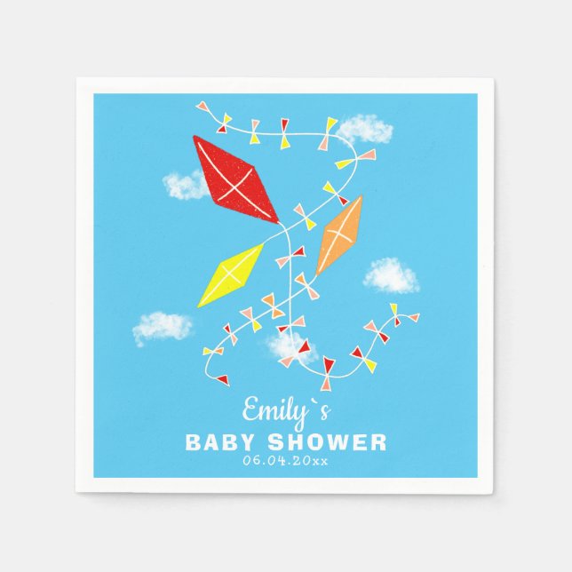 Serviette En Papier Les cerfs-volants dans la fête du Baby shower Sky  (Devant)