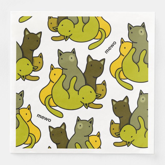 Serviette En Papier Les chatons d'olive (Devant)