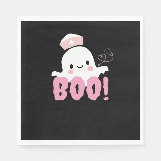 Serviette En Papier Les Chemises Infirmières D'Halloween Femme Boo ! T (Devant)