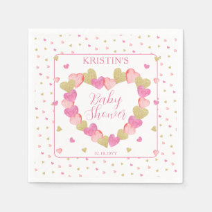 Serviette En Papier Les Coeurs Roses Serrent Un Petit Baby shower Amou