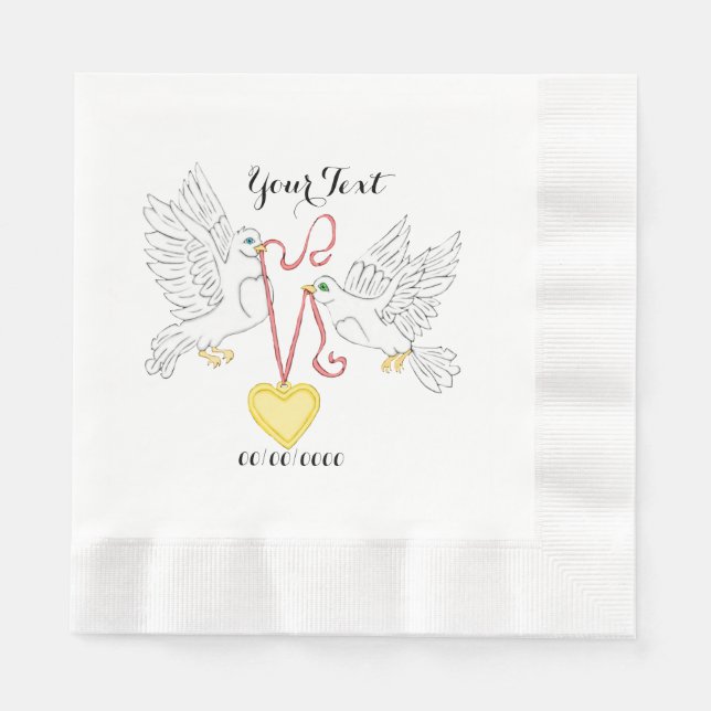Serviette En Papier Les colombes de l'amour (Devant)