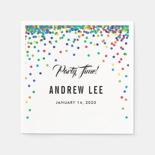 Serviette En Papier Les confettis de couleur primaire arrosent la fêt