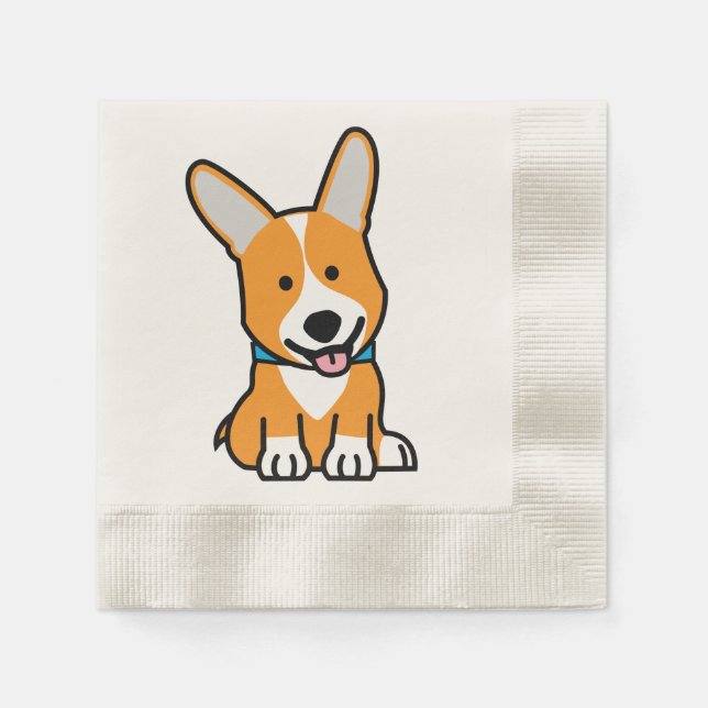 Serviette En Papier Les Corgis de corgi poursuivent le Pembroke (Devant)