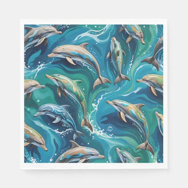 Serviette En Papier Les dauphins nagent  (Devant)