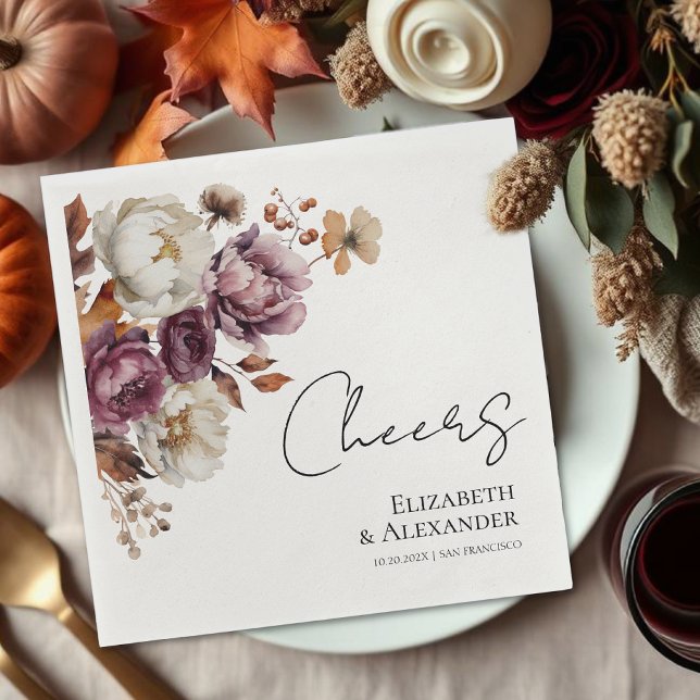 Serviette En Papier Les encouragements modernes | Mariage d'automne fl (Créateur téléchargé)
