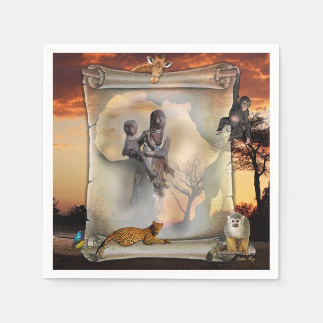 Serviette En Papier Les expressions de l'Afrique (Devant)