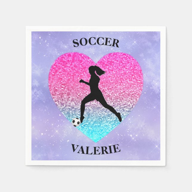 Serviette En Papier Les filles aiment le football (Devant)