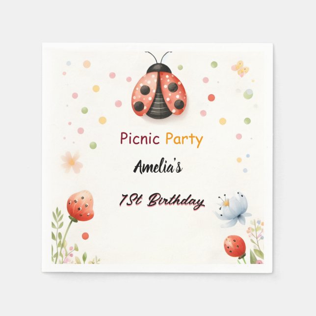 Serviette En Papier Les Filles Aiment Pique-Nique De Bug Polka Dot 1er (Devant)