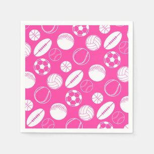 Serviette En Papier Les filles de football boule sport rose