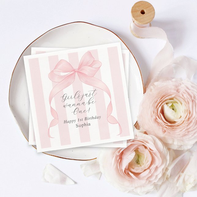 Serviette En Papier Les Filles Veux Être Un 1Er Anniversaire (Créateur téléchargé)