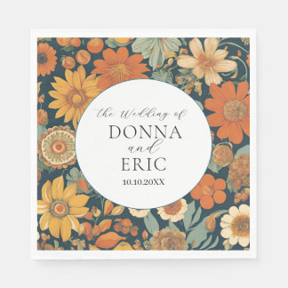Serviette En Papier Les fleurs du coucher de soleil : Mariage orange d