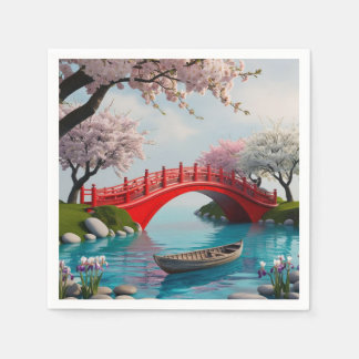 Serviette En Papier Les fleurs sur l'arc Crimson