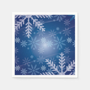 Serviette En Papier Les flocons de neige en bleu