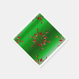 Serviette En Papier Les flocons rouges de Noël vert