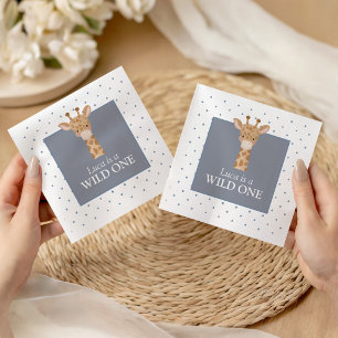 Serviette En Papier Les Garçons Sauvages Safari Bleu Girafe Anniversai
