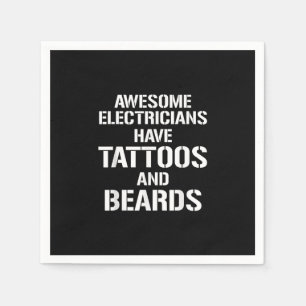 Serviette En Papier Les Hommes Étonnants Électriciens Ont Des Tatouage
