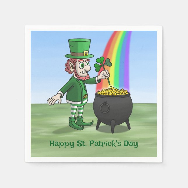 Serviette En Papier Les Leprechauns Joyeux St. Patrick's Day (Devant)