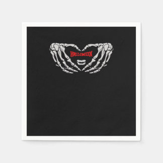 Serviette En Papier Les Mains De Squelette Se Plier Dans Un Coeur. Hal