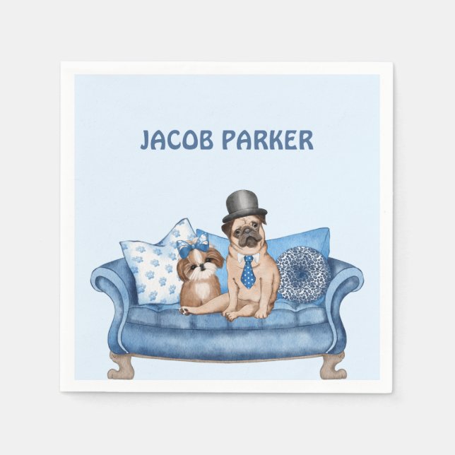 Serviette En Papier Les meilleurs chiens amis sur le canapé (Devant)