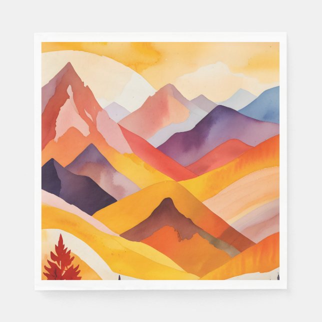 Serviette En Papier Les montagnes d'automne chaudes (Devant)
