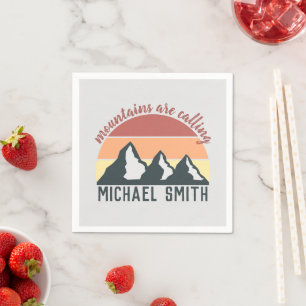 Serviette En Papier Les montagnes pastel vintages appellent le monogra