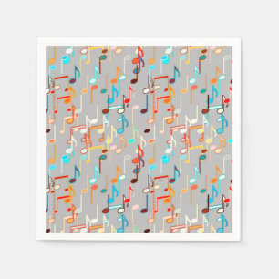 Serviette En Papier Les notes musicales impriment - le gris moyen,