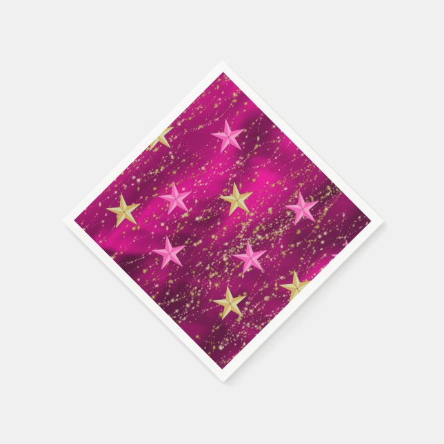 Serviette En Papier Les nuits arabes Magenta & Gold Stars (Coin)