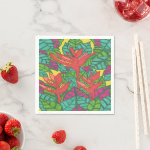 Serviette En Papier Les oiseaux du paradis tropical