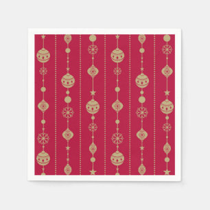 Serviette En Papier Les ornements de Noël rouge et or