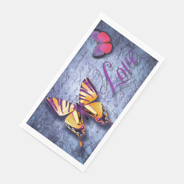 Serviette En Papier Les papillons aiment le bleu (Coin)
