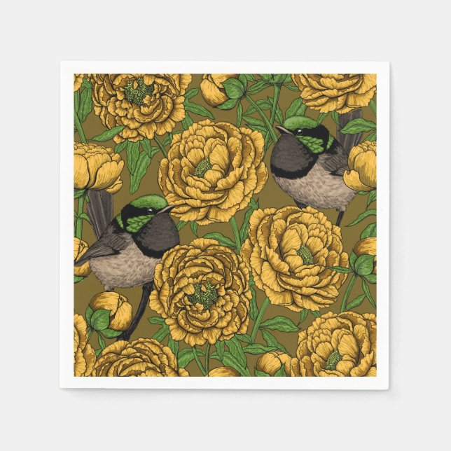 Serviette En Papier Les pivoines et les brunes (Devant)