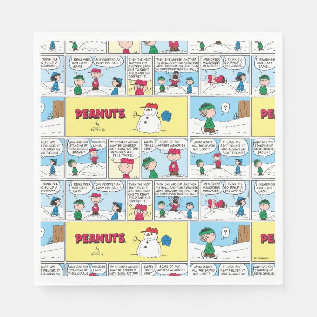 Serviette En Papier Les souvenirs de baseball de Charlie Brown (Devant)