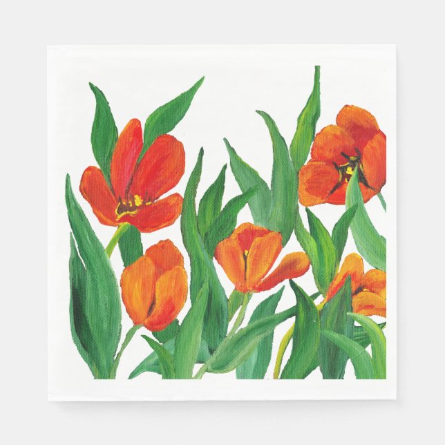 Serviette En Papier Les tulipes rouges de Margaret (Devant)