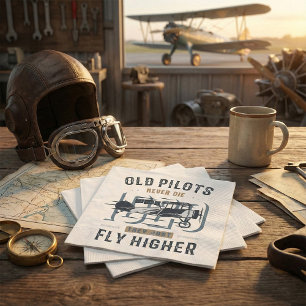 Serviette En Papier Les vieux pilotes ne meurent jamais Biplane Citati