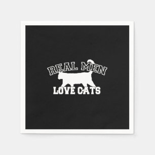 Serviette En Papier Les vrais hommes aiment les chats Silhouette