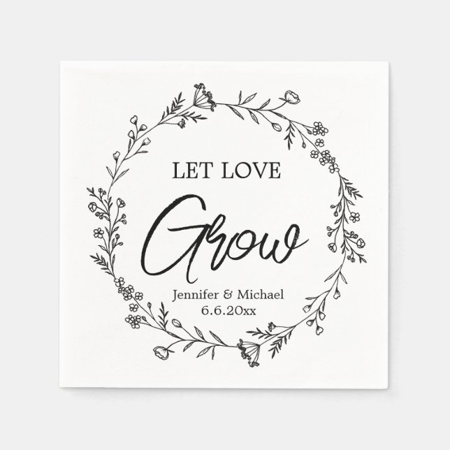 Serviette En Papier let love grow ,botanical wedding  (Devant)