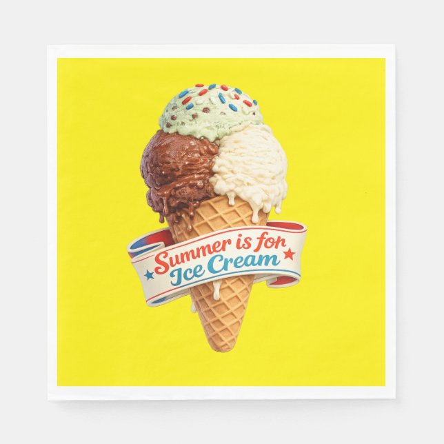 Serviette En Papier L'été est pour la glace (Devant)