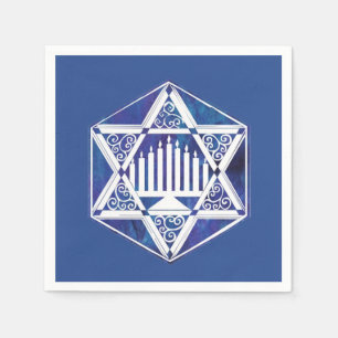 Serviette En Papier L'étoile blanche menorah Hanoukka