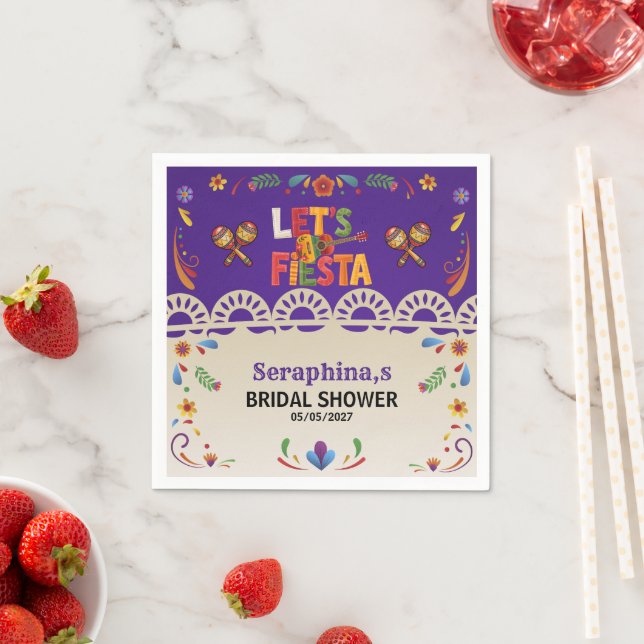 Serviette En Papier Let's Fiesta Bridal Shower Mexican Floral (En situation)