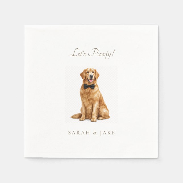 Serviette En Papier Let's Pawty! Custom Pet Bow Tie Wedding Napkins (Devant)