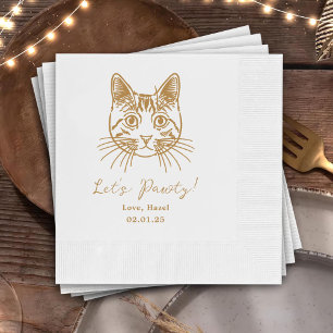Serviette En Papier Let's Pawty Mariage Cocktail Dessin de Chat Person