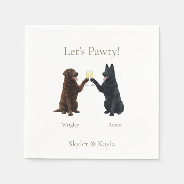 Serviette En Papier Let's Pawty! Personalized 2 Pets Toasting Cocktail (Devant)