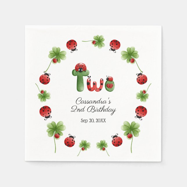 Serviette En Papier LETTRE alphabet Ladybug Enfants 2e anniversaire Bi (Devant)