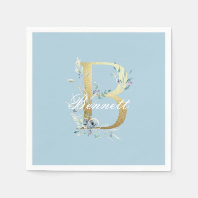 Serviette En Papier Lettre "B" dorée personnalisable (Devant)