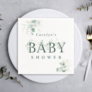 Serviette En Papier LETTRE BOtanique VERTE Eucalyptus Baby shower