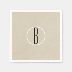 Serviette En Papier LETTRE CHIC Brown Kraft LETTRE INITIALE rustique