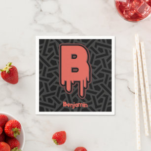 Serviette En Papier Lettre de fusion B - Nom personnalisé Cadeau d'ann