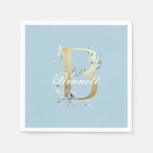 Serviette En Papier Lettre d'or "B" personnalisable