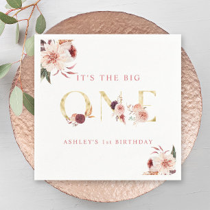 Serviette En Papier LETTRE D'OR Floral Élégante Fille Premier Annivers