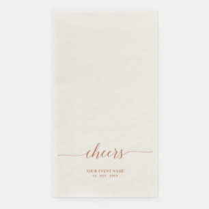 Serviette En Papier Lettre élégante marron Script Cheers Evénement d'a